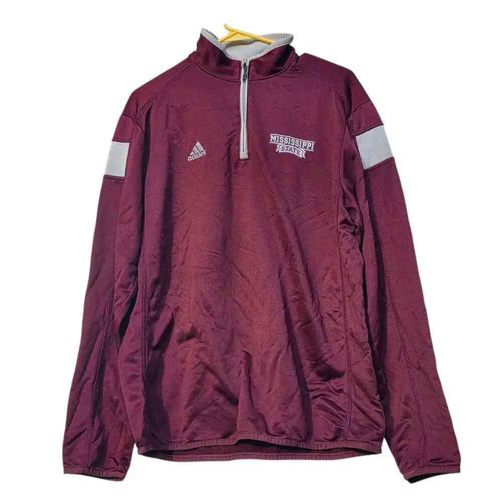 Adidas ClimaLite Mississippi State Bulldogs 1/4 Zip Pullover Jacket Mens M